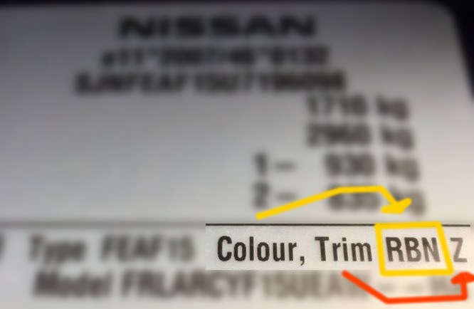 Nissan colour codes #5